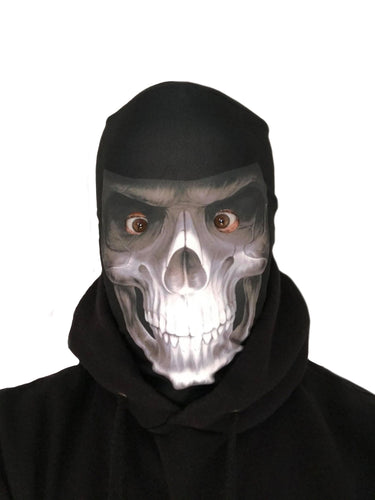 Halloween White Grim Reaper Mask - Realistic Easy Breathe Lycra Scay Mask